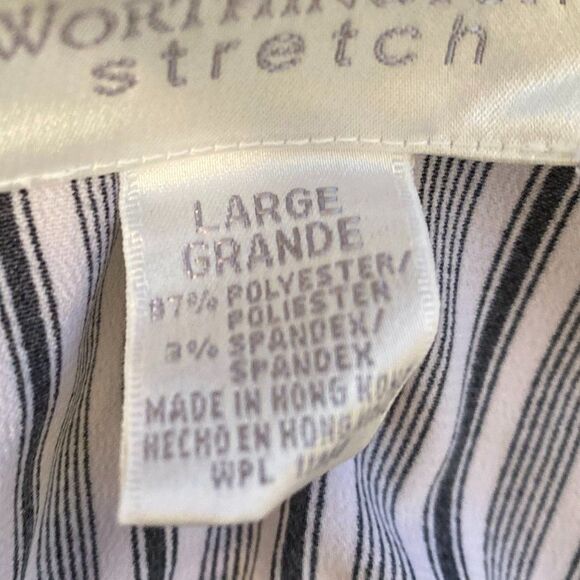 Worthington Stretch Button Up 3/4 Sleeve Stripped Womens Top Size L - Picture 7 of 7